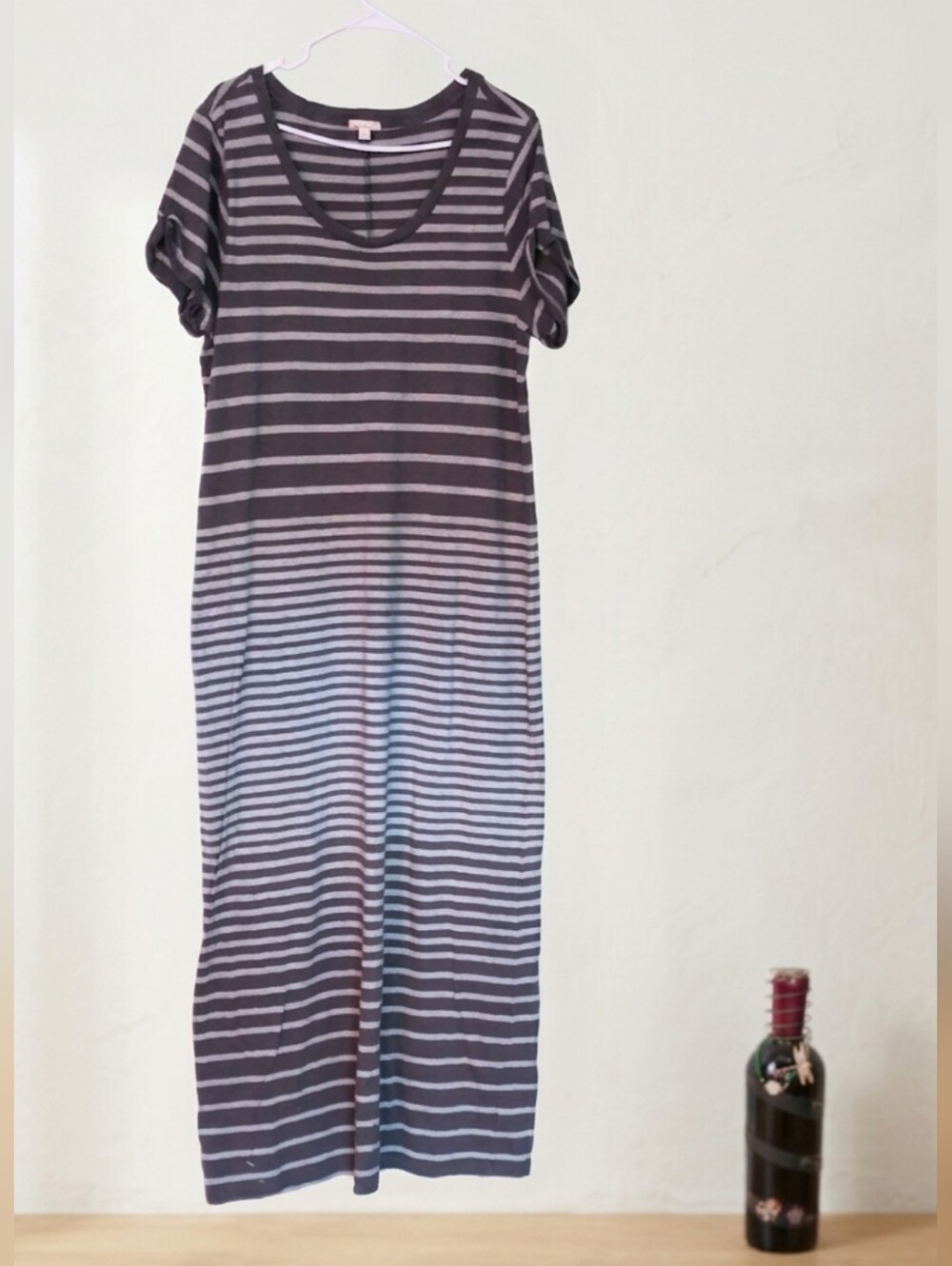#1 GAP Designed & Crafted Striped Ombre Maxi Dress Gray Like New X-L